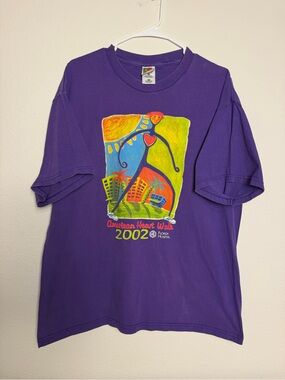 Fruit of the Loom Purple 'American Heart Walk 2002' T‑Shirt Vintage XL